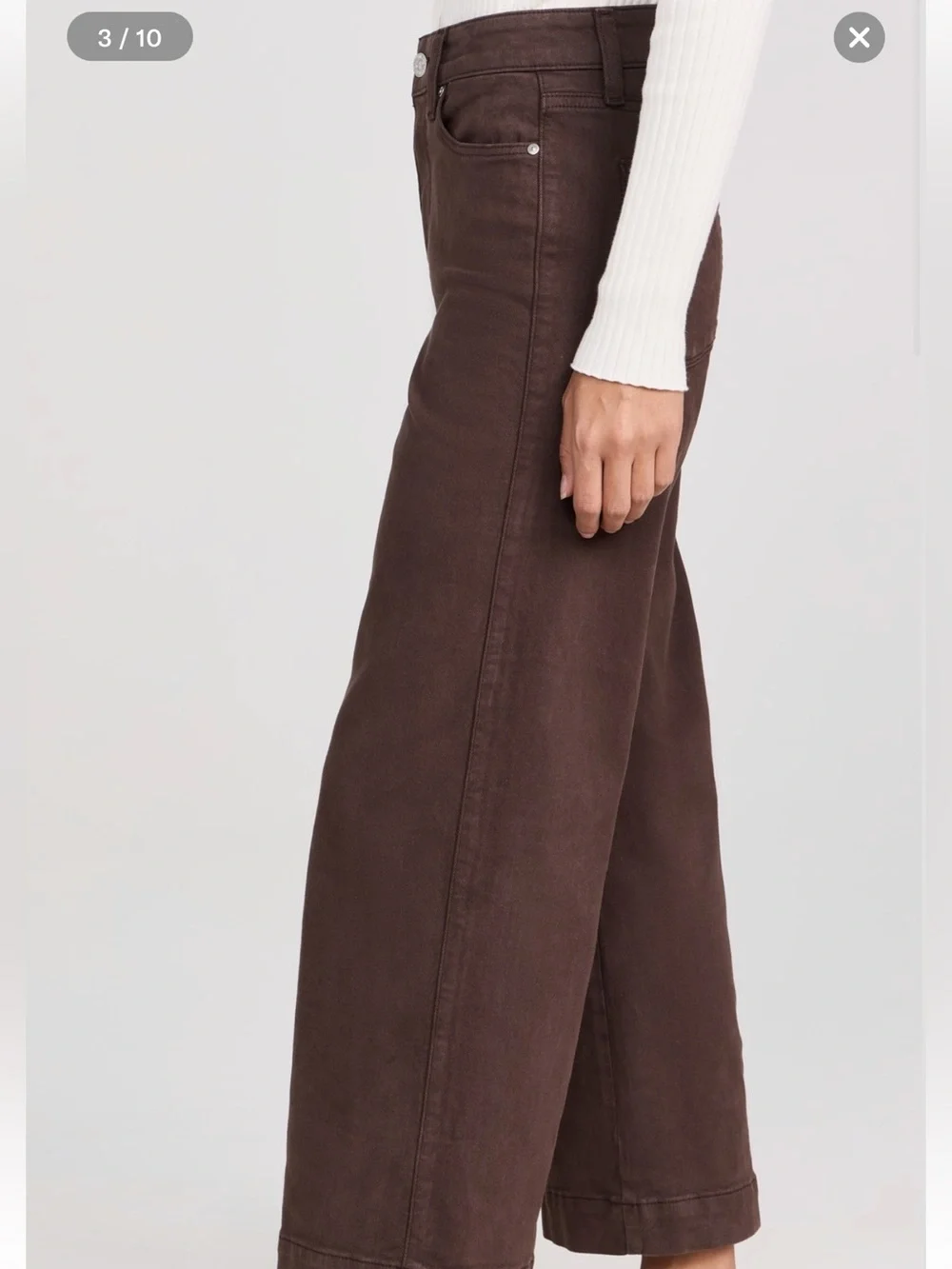 PAIGE Anessa ankle Wide-Leg Jeans in Chocolate Brown - Picture 4 of 9